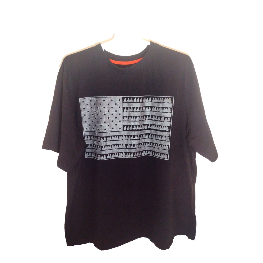 Boulder Creek Flag T-Shirt Men’s Big & Tall 4XL Black Crewneck Patriotic Casual